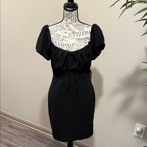 Elegant Black Puff Sleeve Dress